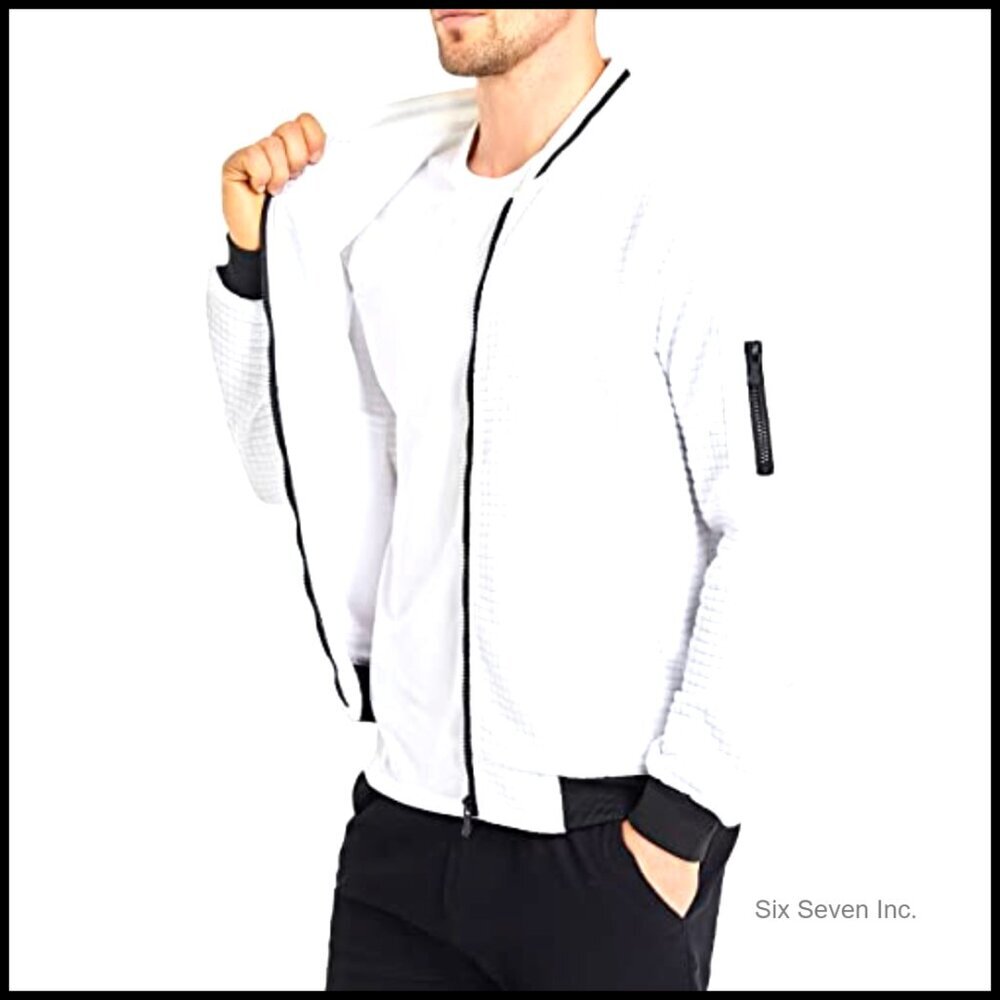 Lightweight Bomber Jacket Varsity Coat Casual Loose Fit Retro Style - Picture 2 of 6